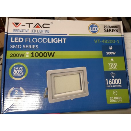 V-TAC - Proiettore LED 200W 4500K nero/grigio VT-48200-1 (SKU 5873/4500K)