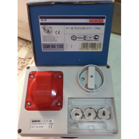 Gewiss - Presa interbloccata 3P+terra 16A-6h GW 66 130