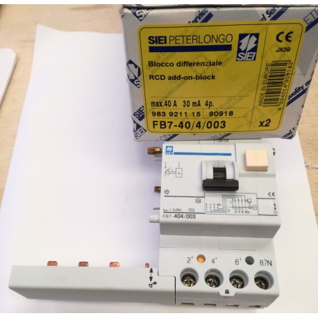 SIEI - Blocco differenziale max 40A 30mA 4P - FB7-40/4/003