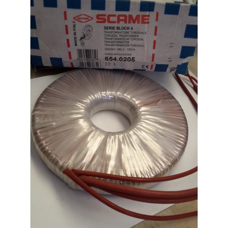 Scame - Trasformatore tiroidale 220/24V-SELV-150VA - 654.0205