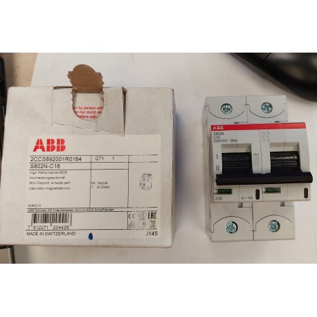 ABB - INTERRUTTORE MAGNETOTERMICO 2P 16A 240/415V 36KA S802N C16