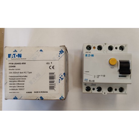 EATON - INTERRUTTORE DIFFERENZIALE 25A 300mA 4 POLI TIPO AC PFIM-25/4/03-MW