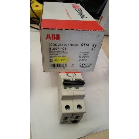 ABB - Interruttore automatico 2P 6A 25k [S 202P-C6]