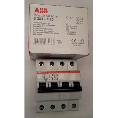 ABB - Interruttore automatico 4P 20A 6k [S 204-C20]