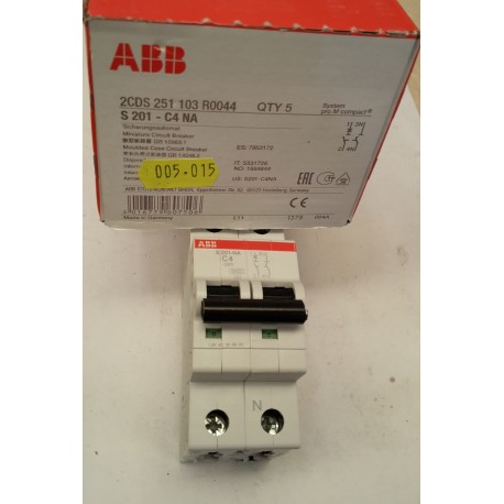 ABB - Interruttore automatico 2P 4A 6k [S 201 – C4 NA]