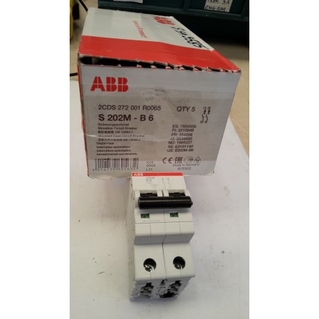ABB - Interruttore automatico 2P 6A 10k [S 202M – B6]