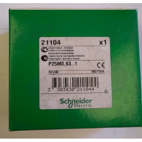 Schneider - Interruttore protezione motore P25M 3P 0,63÷1A