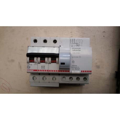 BTICINO - INTERRUTTORE F83S/10 C10 + SALVAVITA 0,03A G33/63AC