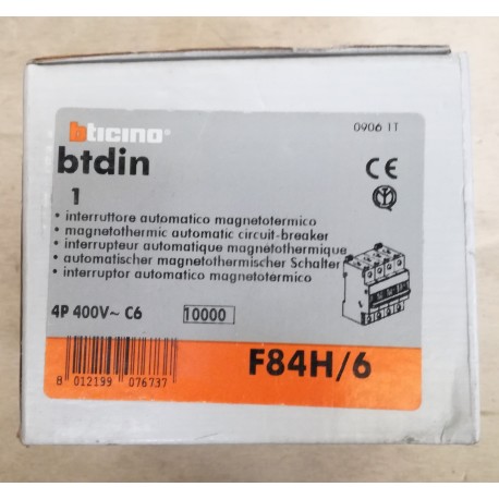 BTICINO - INTERRUTTORE MAGNETOTERMICO - 4P 6A 10KA