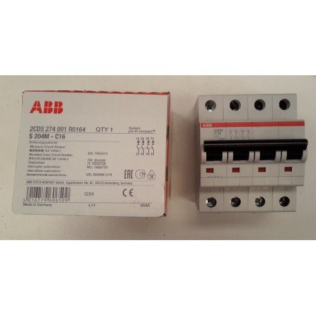 ABB - INTERRUTTORE MAGNETOTERMICO AUTOMATICO - S204M-C16