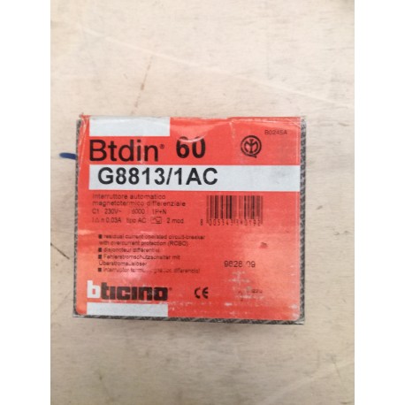 BTICINO - G8813/1AC - INTERRUTTORE AUTOMATICO 0,03A 1P+N 6000