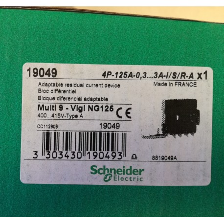 SCHNEIDER - 19049 - BLOCCO DIFFERENZIALE REGOL. 4X125A VIGI NG 125 TIPO A