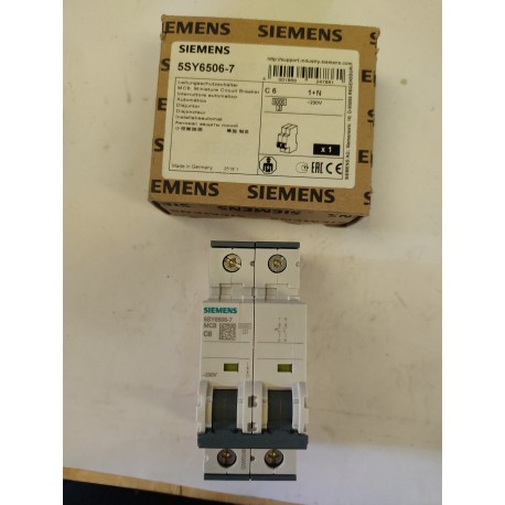 SIEMENS - 5SY6506-7 - INTERRUTTORE AUTOMATICO C6 1+N 6000K 230V