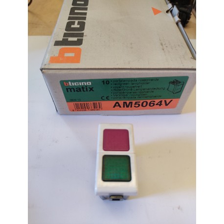 N.2 PEZZI - BTICINO - AM5064V - PORTALAMPADA ROSSO/VERDE