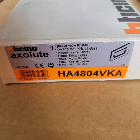 BTICINO - HA4804VKA - PLACCA IN VETRO KRISTALL AXOLUTE
