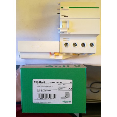 SCHNEIDER - A9Q41440 - BLOCCO DIFFERENZIALE 4P 40A 30MA TIPO AC